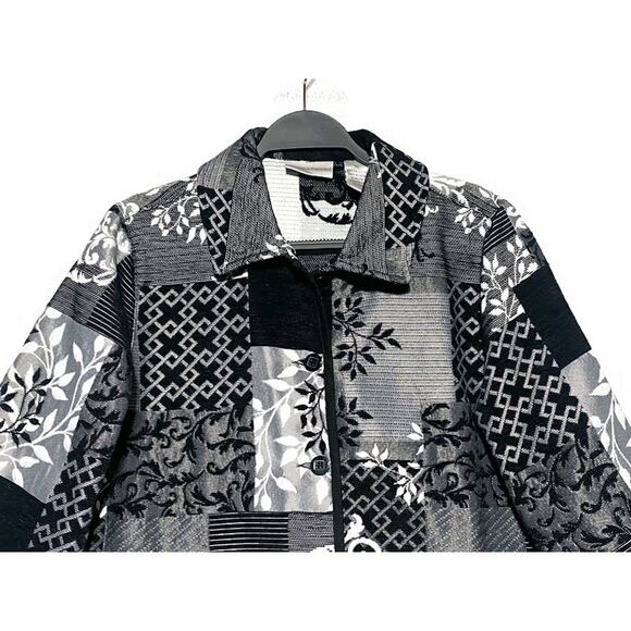 Drapers & Damons Black and White Patchwork Jacket Women's Medium Button Up - Picture 7 of 8